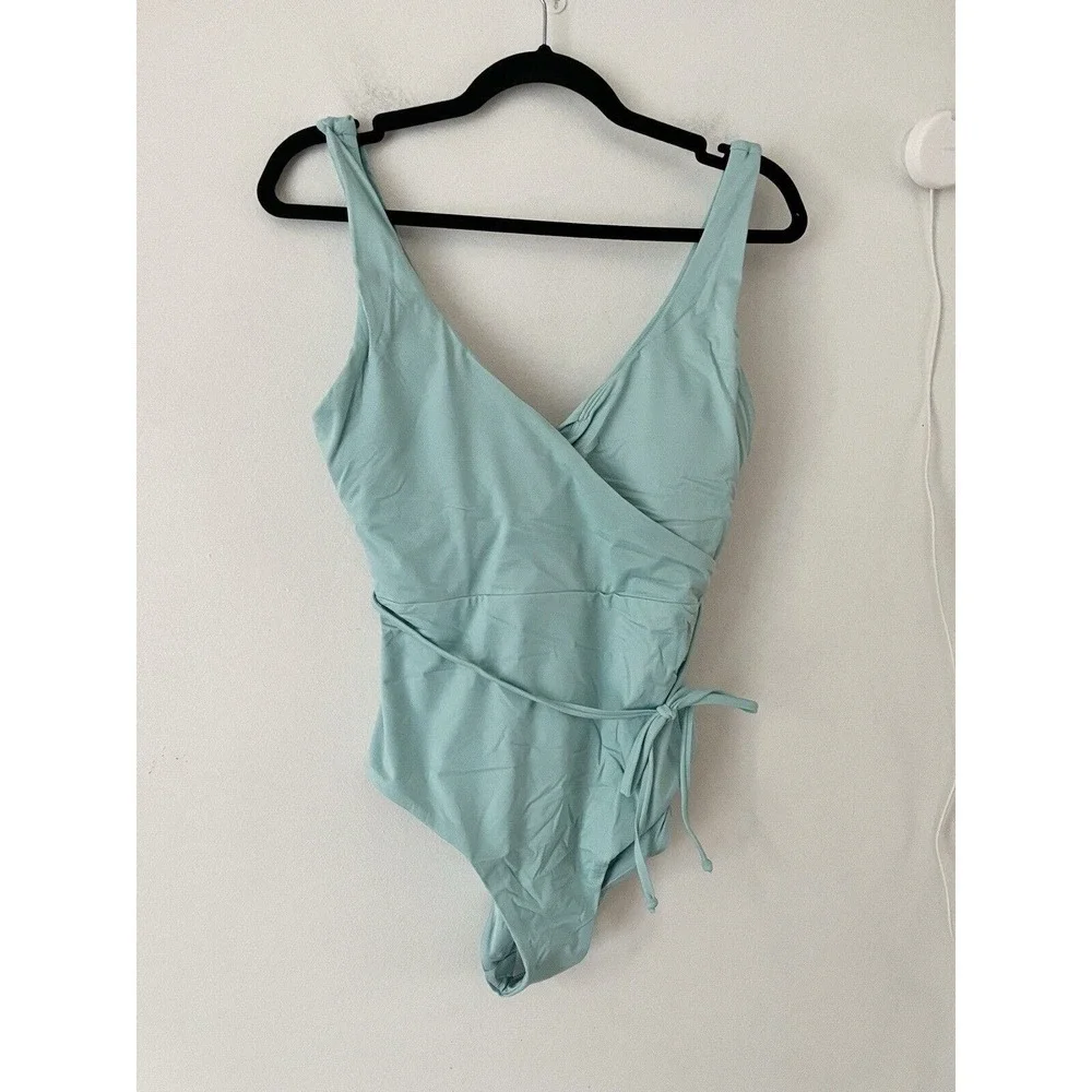 NWT Andie Swim The Belmar One Piece Cabana Blue Tie Waist Swimsuit Sz Medium - Picture 3 of 7
